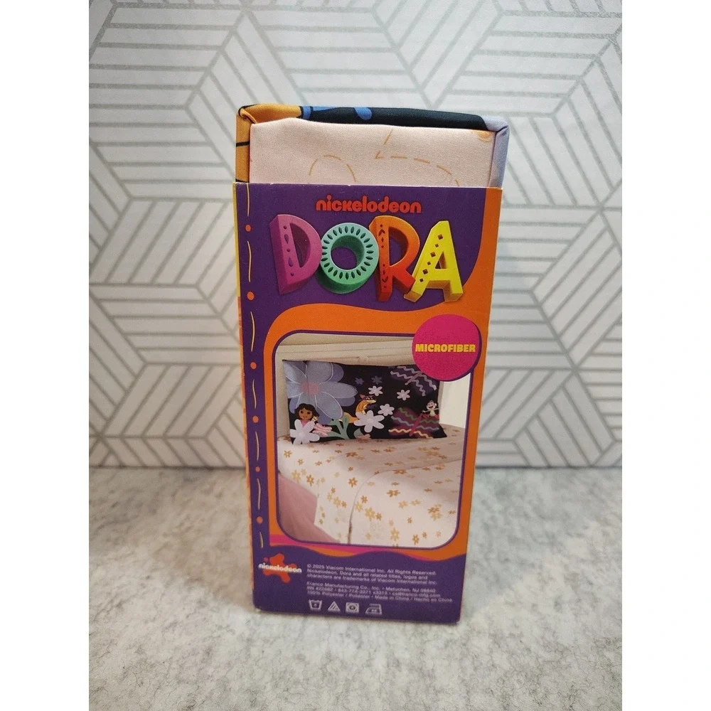 Dora the Explorer 3pc Twin Sheet Set Pink Floral Microfiber Bedding for‎ Kids